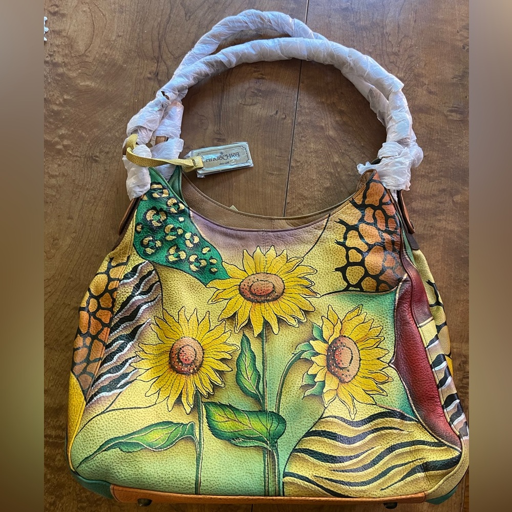Anuschka Genuine Leather Sunflower Purse NWT